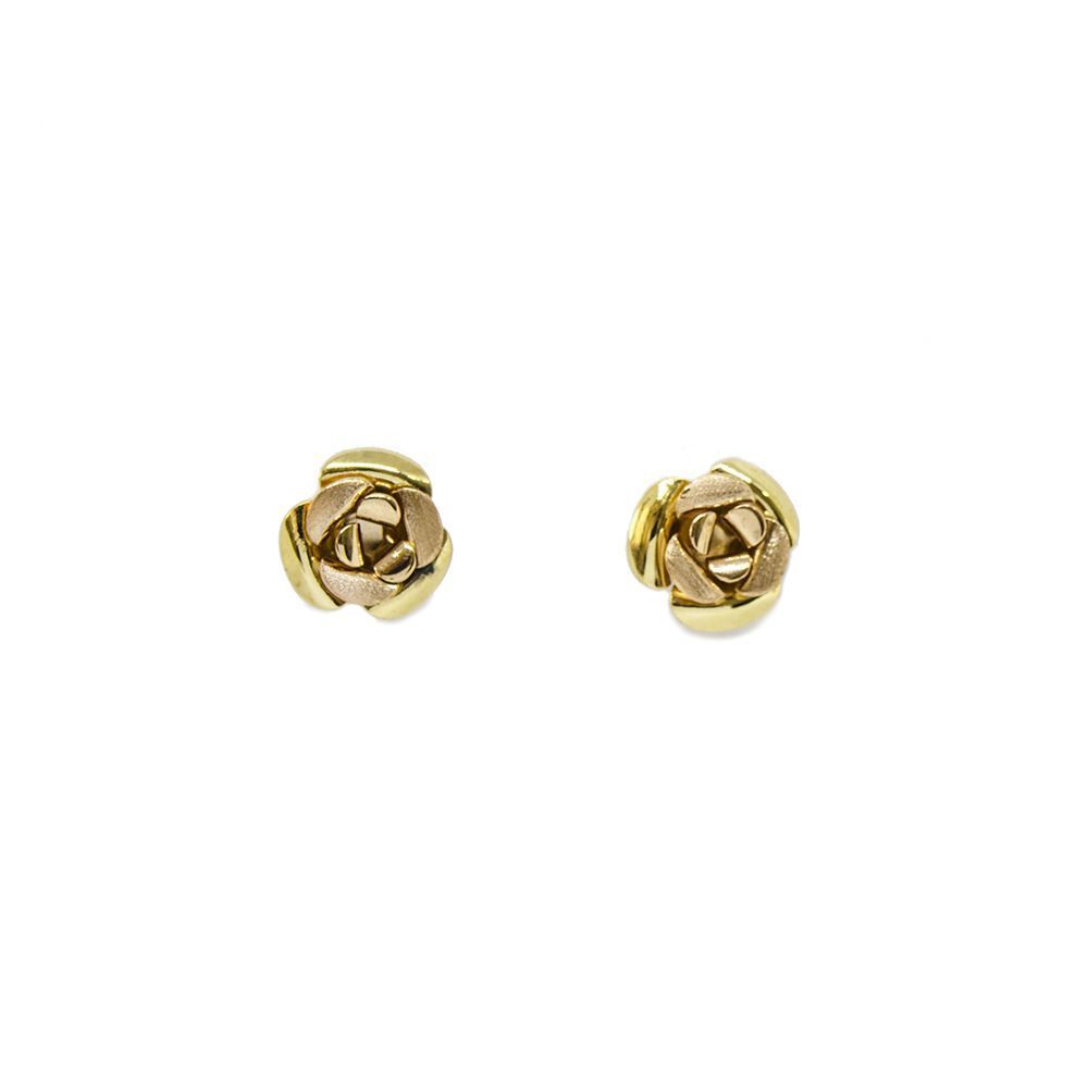Brinco Rosa em Ouro Amarelo 18 Kilates - 25116